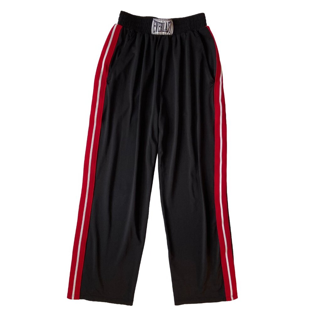 VINTAGE EVERLAST BOXING HIGH WAIST TRACK PANTS JOGGERS BLACK RED STRIPE SMALL